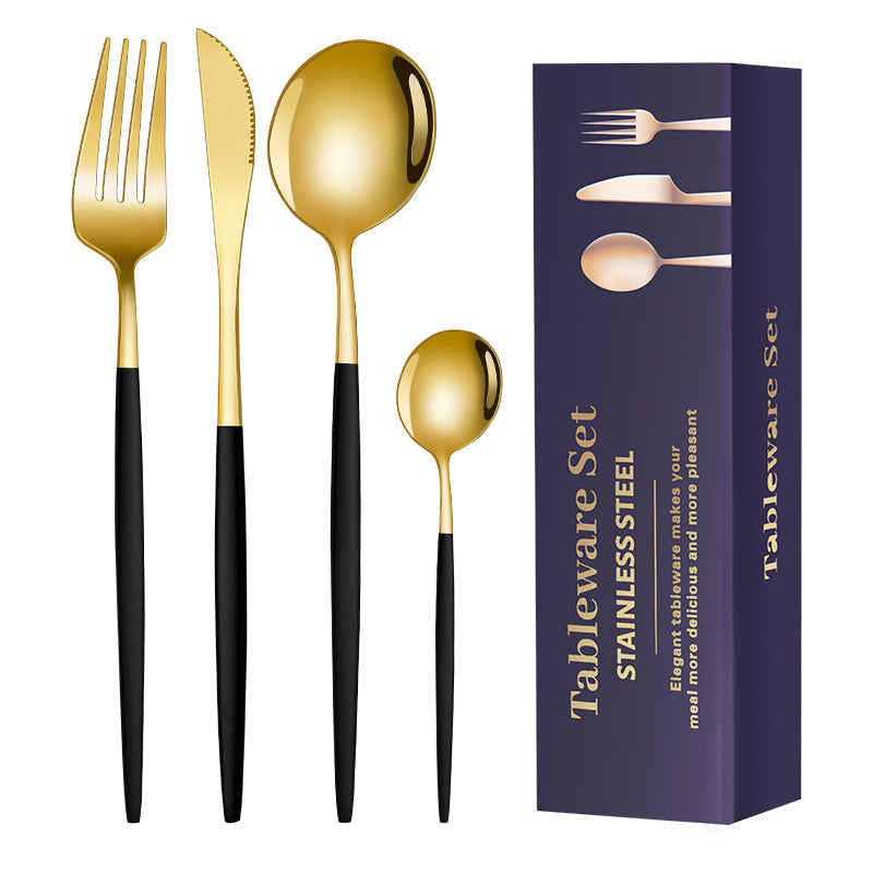 spoon Jieyang Manufacturer Wholesale Cross-Border Stainless Steel Tableware Set24Set Household Cutlery and Utensils