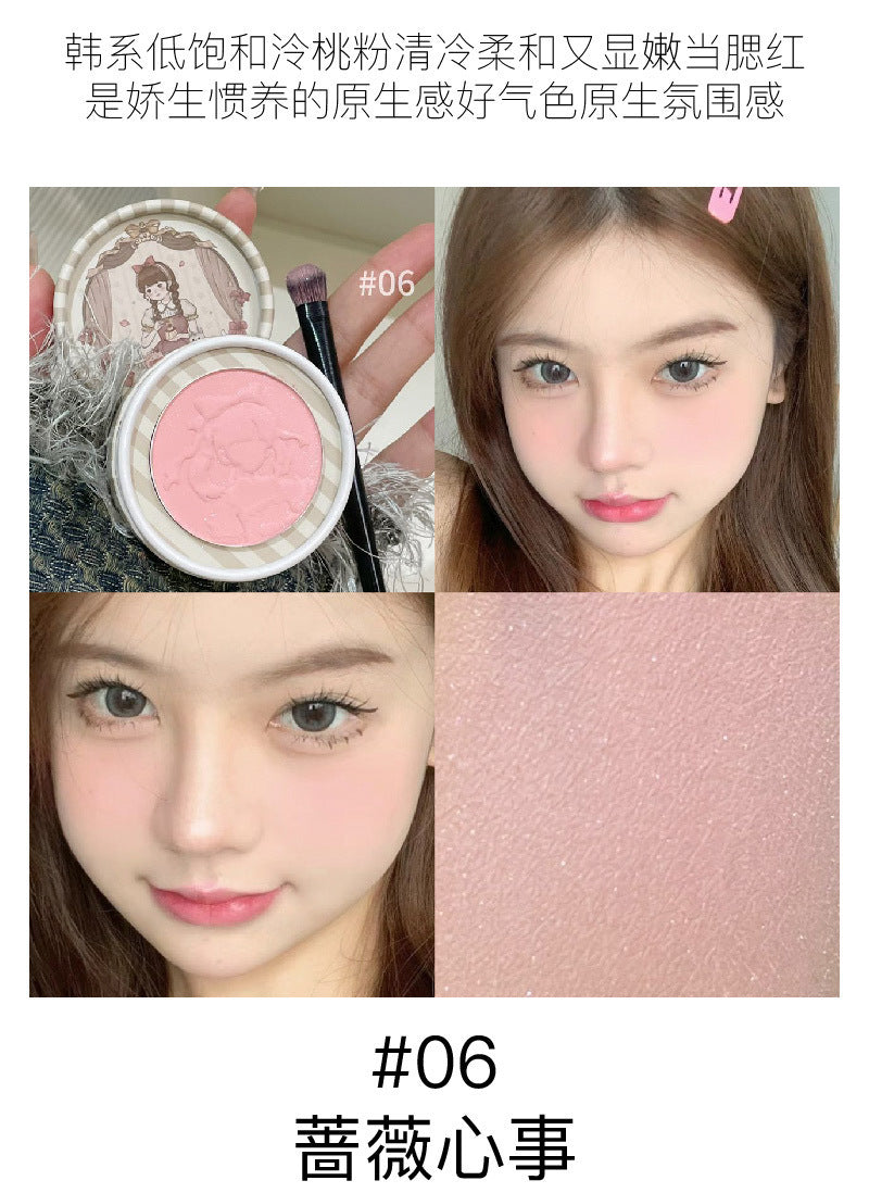 HERORANGE Little Fairy Embossed Blush Colorful Pure Desire Blush Purple Fine Shimmer Matte Contour Atmosphere Rouge595
