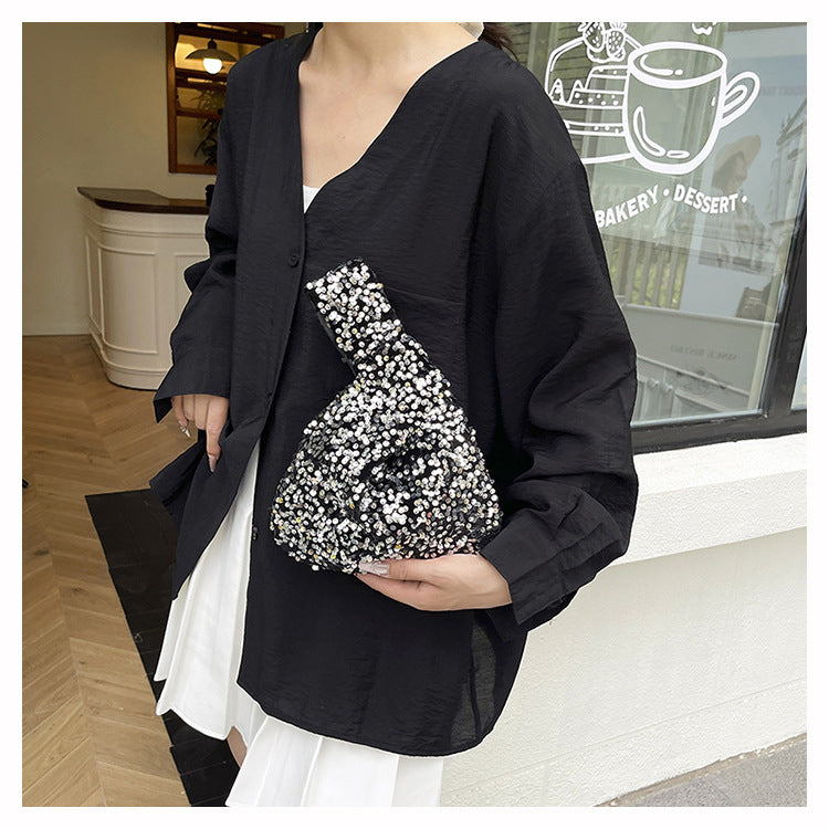 Fashion New Trendy Bag Niche Design Sequin Underarm Bag Trendy Niche Style High-End Single Shoulder Handbag