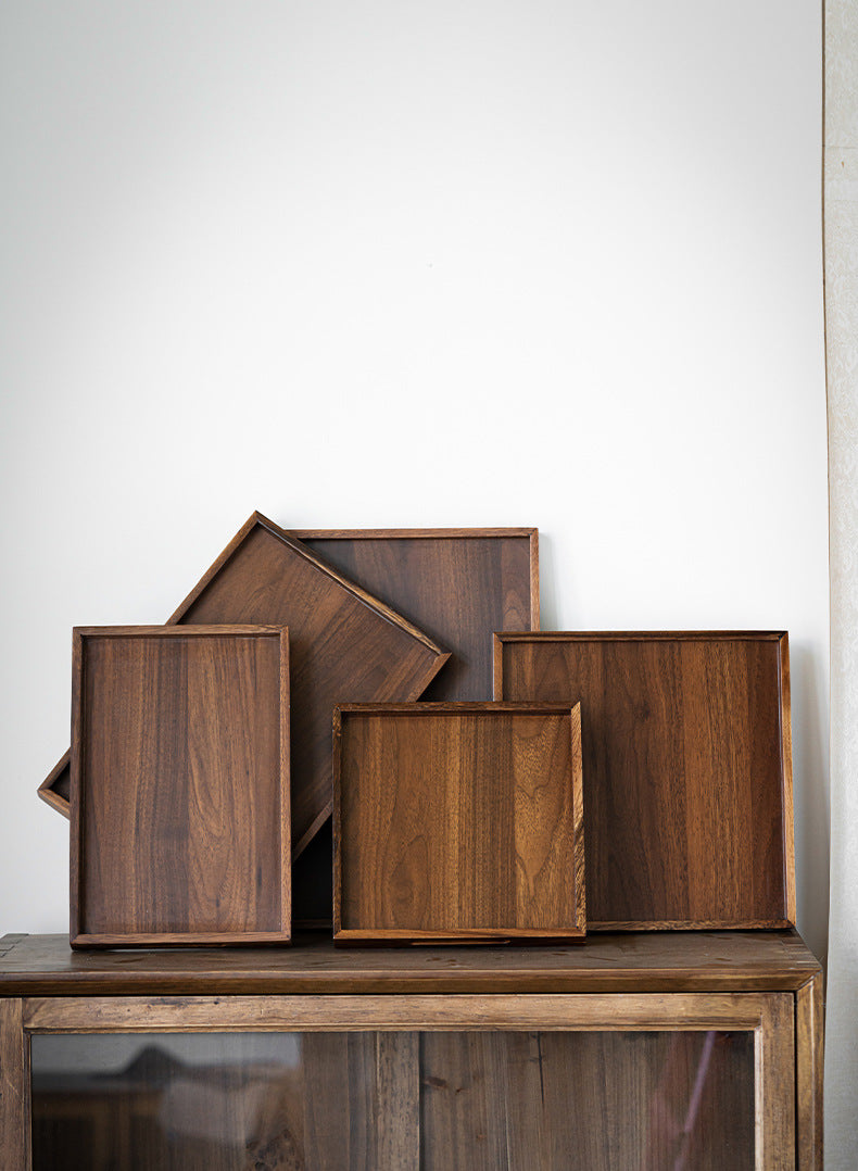 Walnut Tea Tray Minimalist Dry Tea Tray Cup Storage Tray Chinese Style Candy Dessert Fruit Tray Tea Room Tea House Wholesale