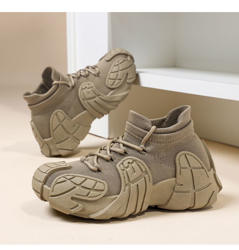Women's Shoes Spring and Autumn Thick-Soled Dad Shoes Breathable Flyknit Sock Sneakers Women's Octopus Casual Shoes Height-Increasing Shoes