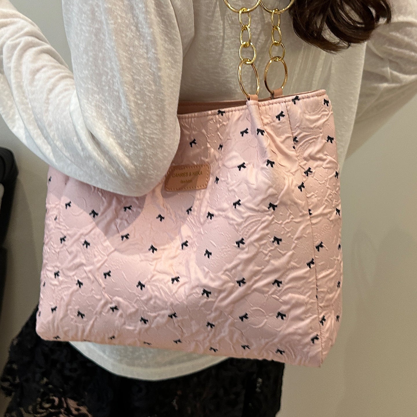 2025Trendy Fashion Bowknot Pleated Large Capacity New Casual Simple Commuter Single Shoulder Crossbody Underarm Bag for Women