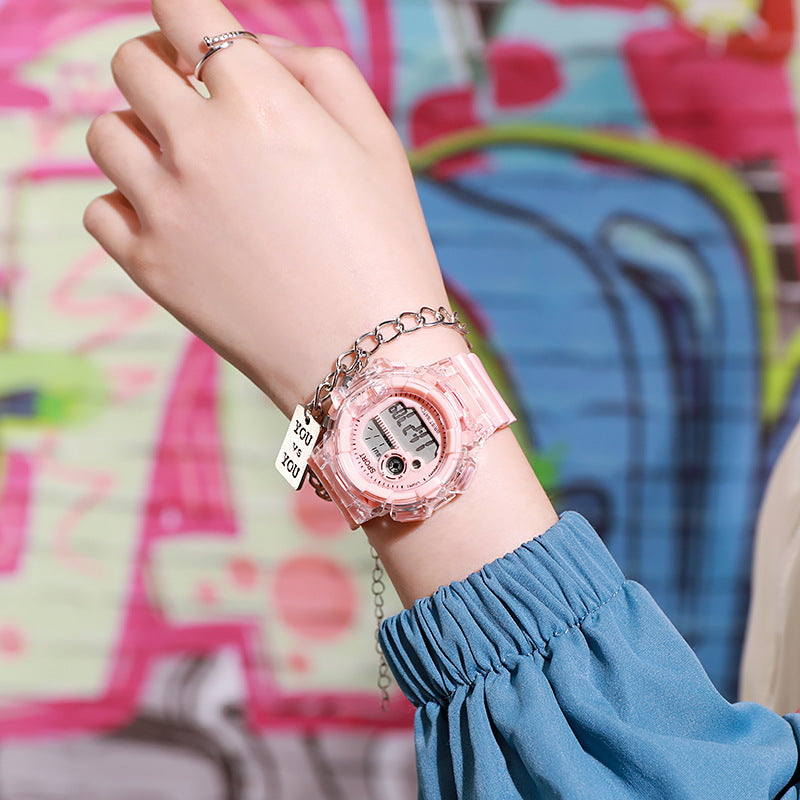 High-Value Electronic Watch for Female Students, Multi-Functional Sports Watch with Alarm Clock, Luminous, Waterproof, Trendy Personality for Middle School Boys