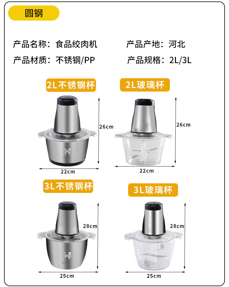 Manufacturer Wholesale Household Meat Grinder Kitchen High-Power Meat Mincer Electric Meat Chopper Garlic Paste Blender Food Processor