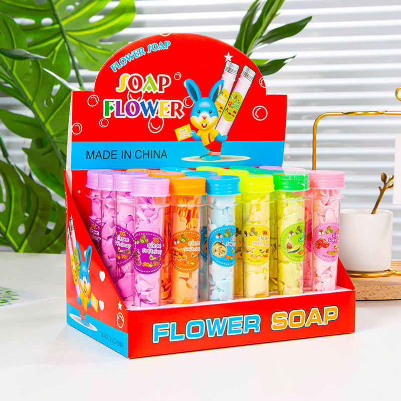 Outdoor Portable Hand Washing Travel Disposable Paper Soap Tablets Test Tube Soap Flower Soap Paper Bottle Flower Shape Soap Tablets