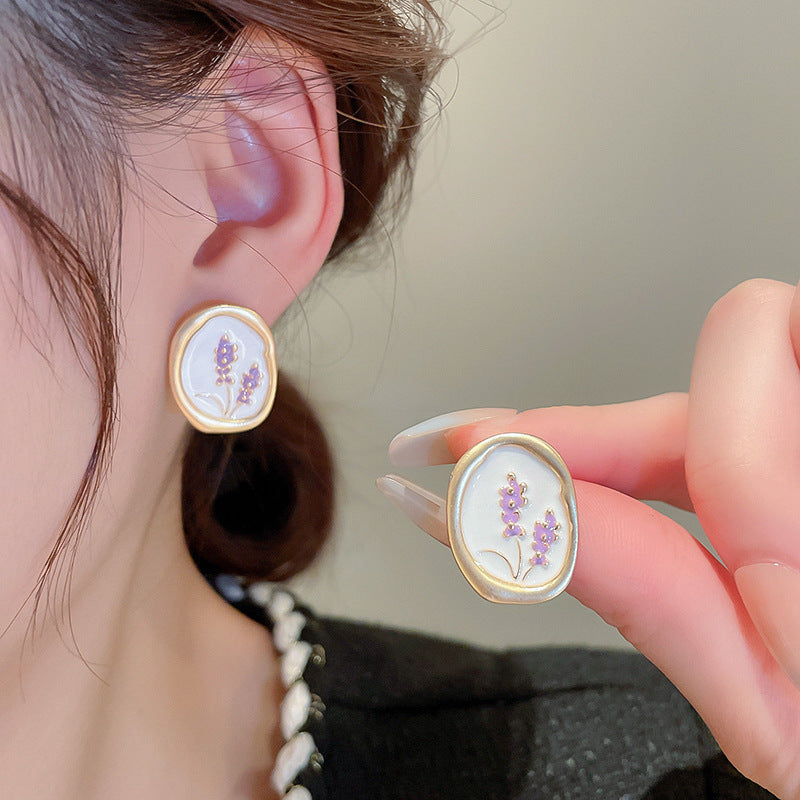 Silver Needle Irregular Round Earrings Simple Minimalist Style Fashion European and American Stud Earrings Elegant Light Luxury High-end Feel Earrings for Women