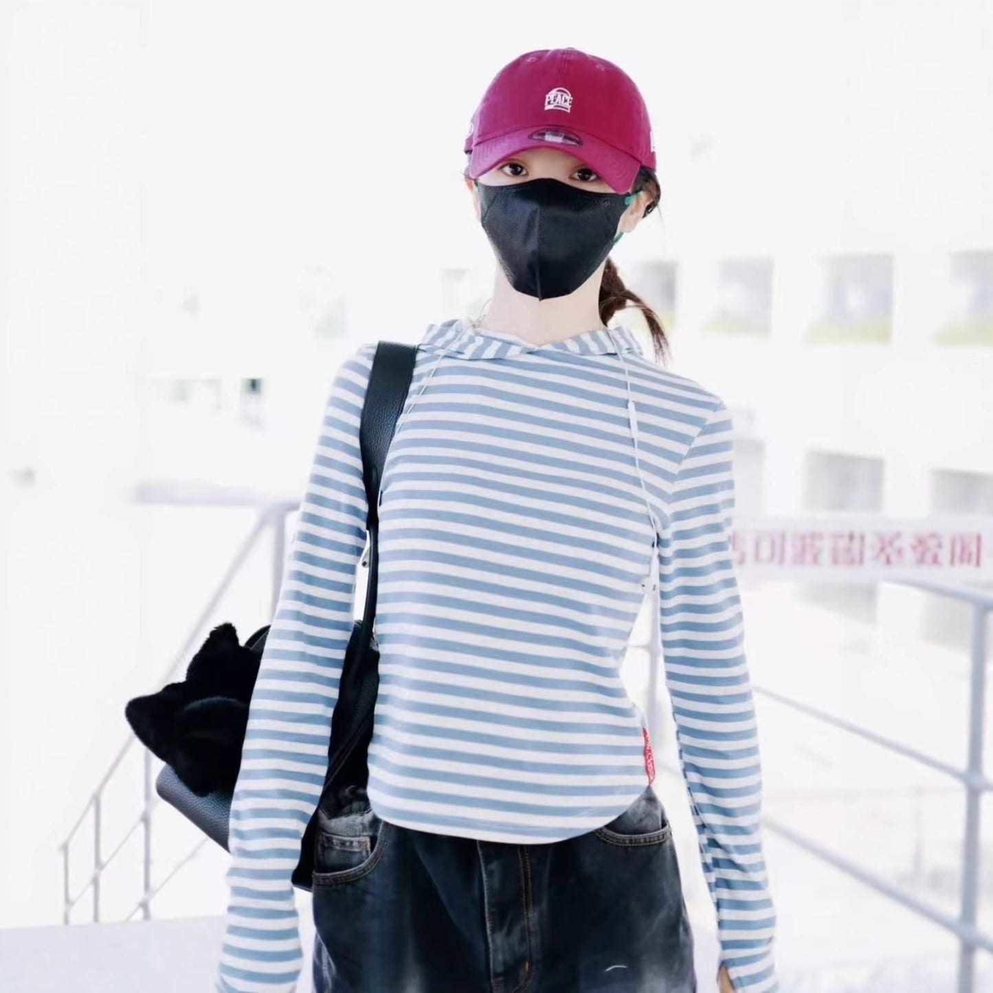 Pre-Sale】2025New Autumn Korean Dongdaemun Tian Xiwei Same Style Striped Hooded Sweatshirt TS16771