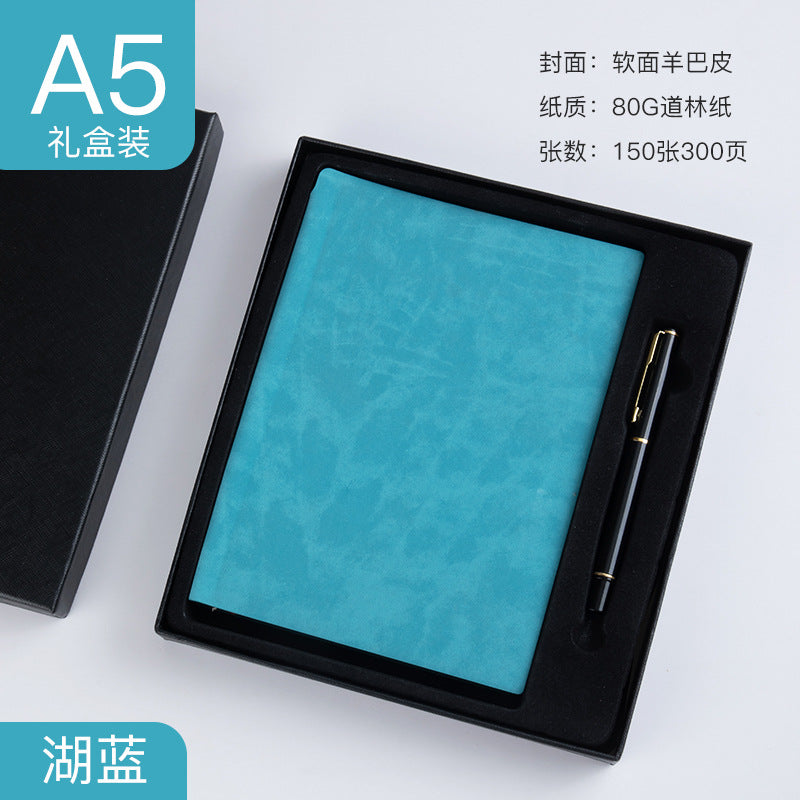 Custom Side Pen Slot Notebook logo Thickened Sheepskin Leather Notebook A5/A6Minimalist Business Journal