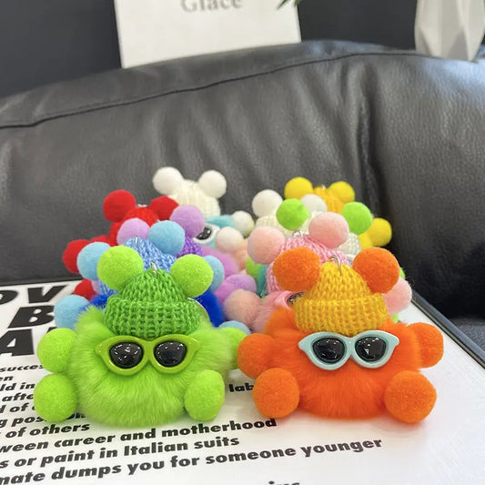 Rex Rabbit Fur Small Coal Ball Keychain Small Pendant Big Eyed Cartoon Plush Backpack Pendant High-end Small Gift http://detail.1688.com/offer/969101839202.html