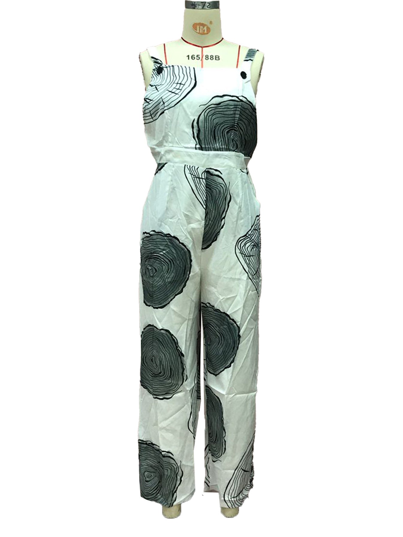 Independent Station European and American2025New Amazon Four-Color Polka Dot Wide-Leg Pants Long Pants Digital Print Backless Jumpsuit