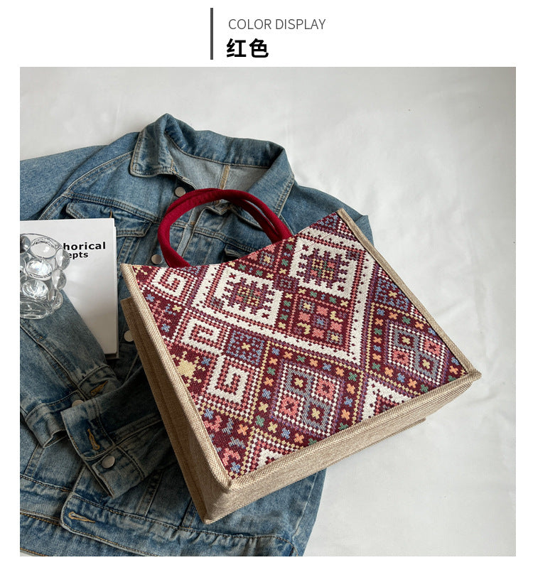Large Capacity Commuter Bag Women2023New Fashion Single Shoulder Tote Bag Ethnic Style Student Handbag Class Bag Trendy