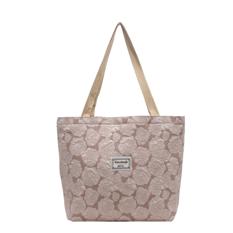 South Korea ins Unique Canvas Bag2024New Fashion Commuting Tote Bag Female College Student Class Shoulder Bag
