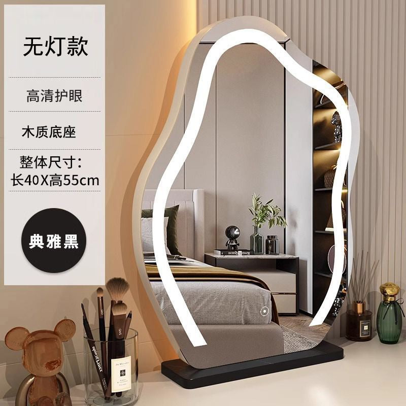 High-Value Cloud Makeup Mirror Desktop LED Desktop Bedroom with Light Internet Celebrity Dressing Mirror Dressing Table Internet Celebrity Mirror
