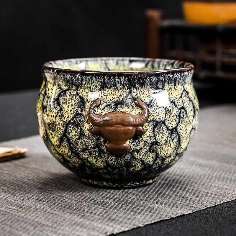 Kiln Change Five Elements Cup Kung Fu Tea Cup Large Capacity Exclusive Master Cup Tasting Cup Tea Bowl High-end Commemorative Tea Cup Gift Box