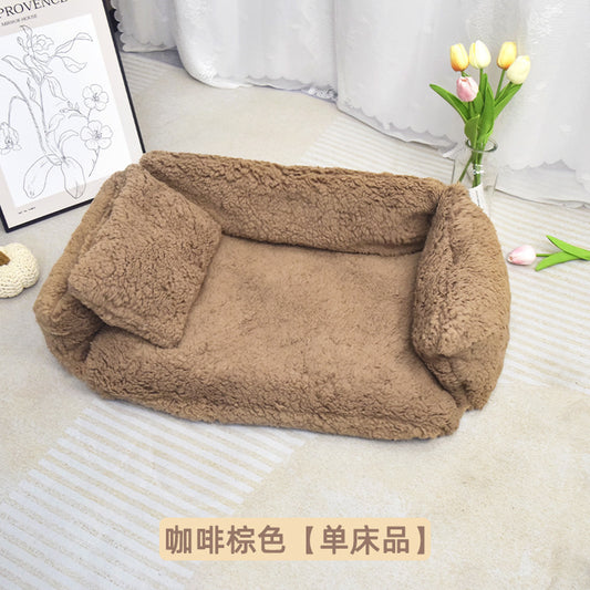 ✅Dog House Dog Bed Solid Wood Pet Bed Internet Celebrity Large Four Seasons Universal Large and Small Dogs Removable and Washable Off the Ground Teddy Cat