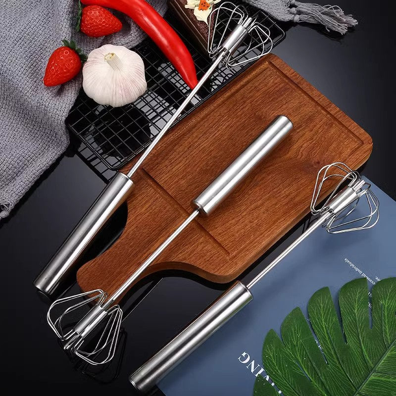 Egg Beater Stainless Steel Manual Semi-Automatic Household Egg Cream Whisk Mixer Baking Tool Plug-in Kitchen