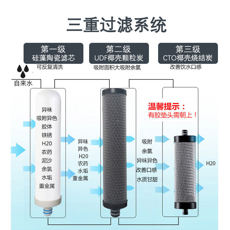 Yikai Steve Household Kitchen Filter Stainless Steel Countertop Direct Drinking Water Purifier Faucet Filter