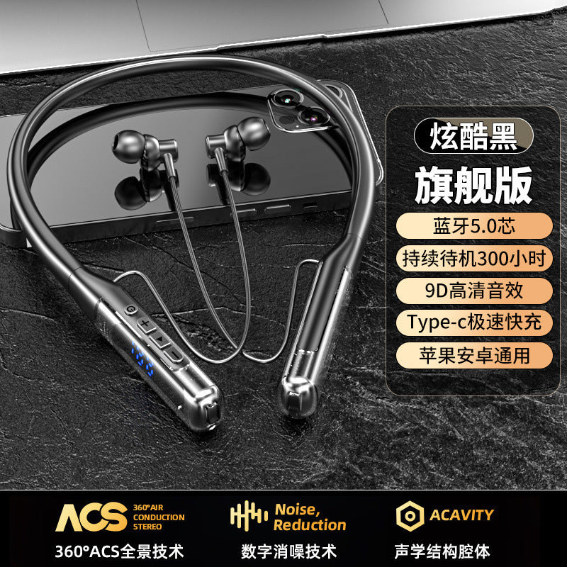 2025New Neckband Bluetooth Earphones Ultra-Long Battery Life Sports Super Bass Noise-Canceling Bluetooth Earphones Neckband