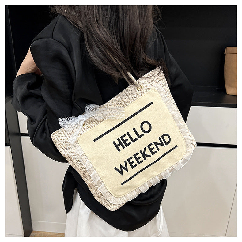 2025Large Capacity Elegant Korean Style Bag for Women Linen Canvas Bag Fashionable Eco-friendly Shopping Bag Single Shoulder Casual Handbag