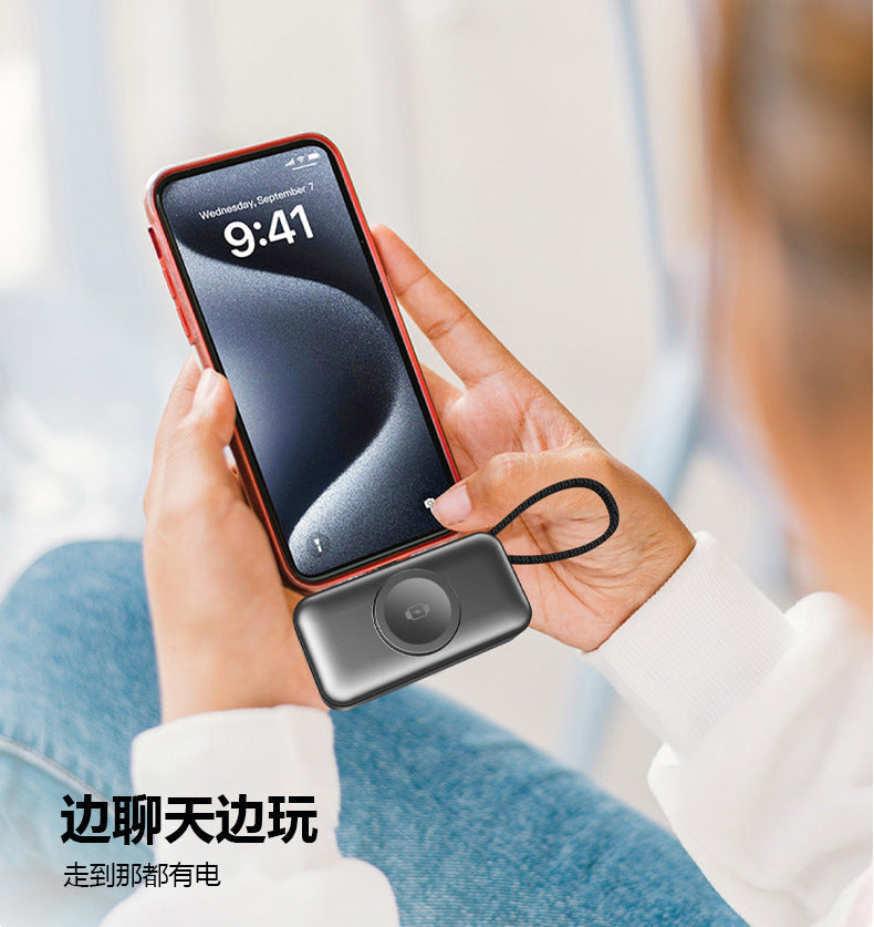 3-in-1 Magnetic Wireless Charger5000mAh Built-in Cable Portable Power Bank for Watches and Phones Wireless Charging Dropshipping