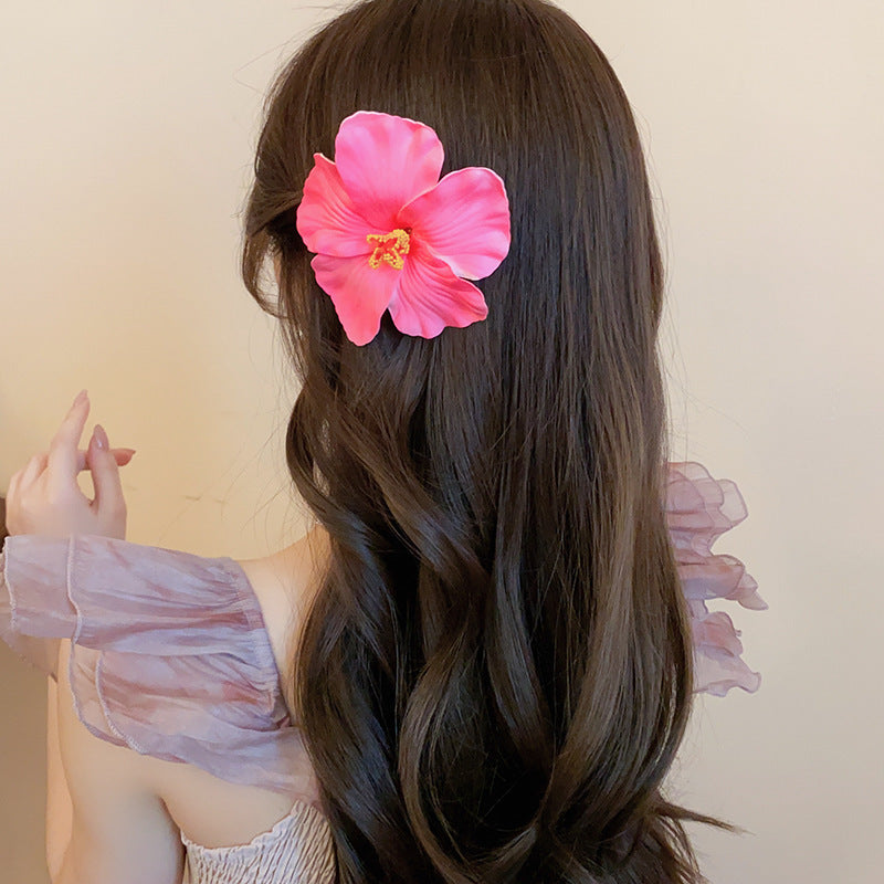 Super Fairy Vacation Style Fabric Flower Hair Clip Side Bangs Broken Hair Duckbill Clip Gentle Atmosphere Versatile Hair Accessory for Women