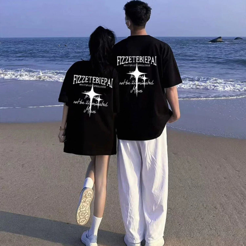 Cross-border pure cotton men's T Wholesale high-quality summer new printed casual short-sleeve shirts t Trendy Brand Five-Sleeve Shirt
