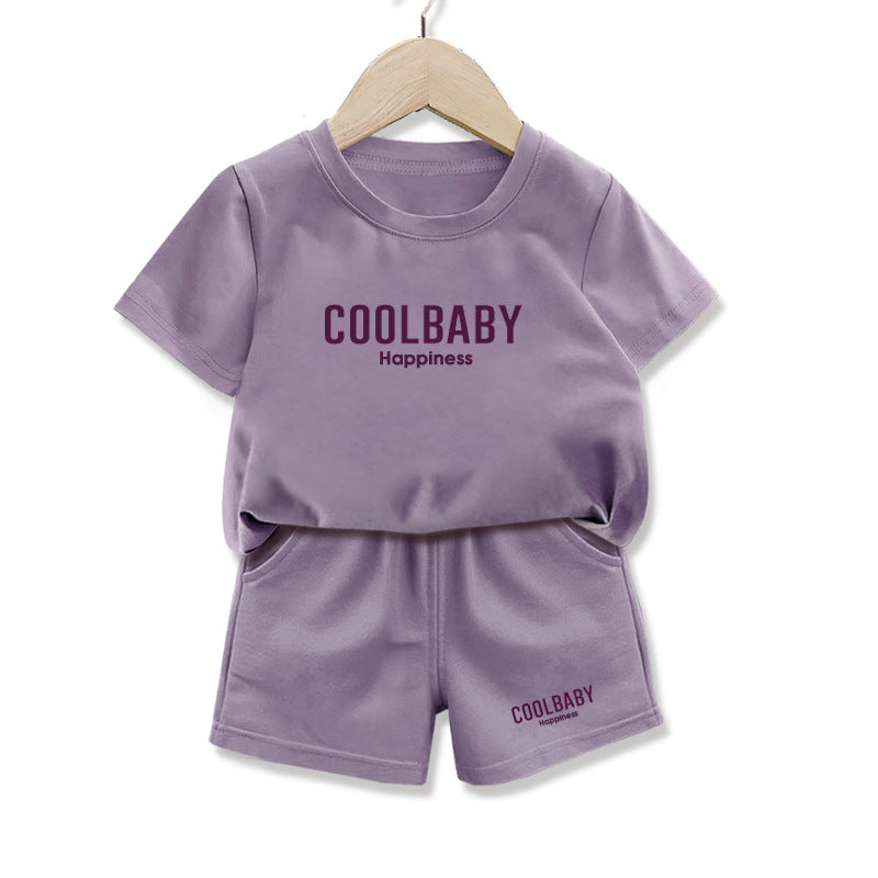 Boys and girls short sleeve t T-shirt Suit2025Summer New Baby Sports Two-Piece Set Fashionable Children's Clothing8