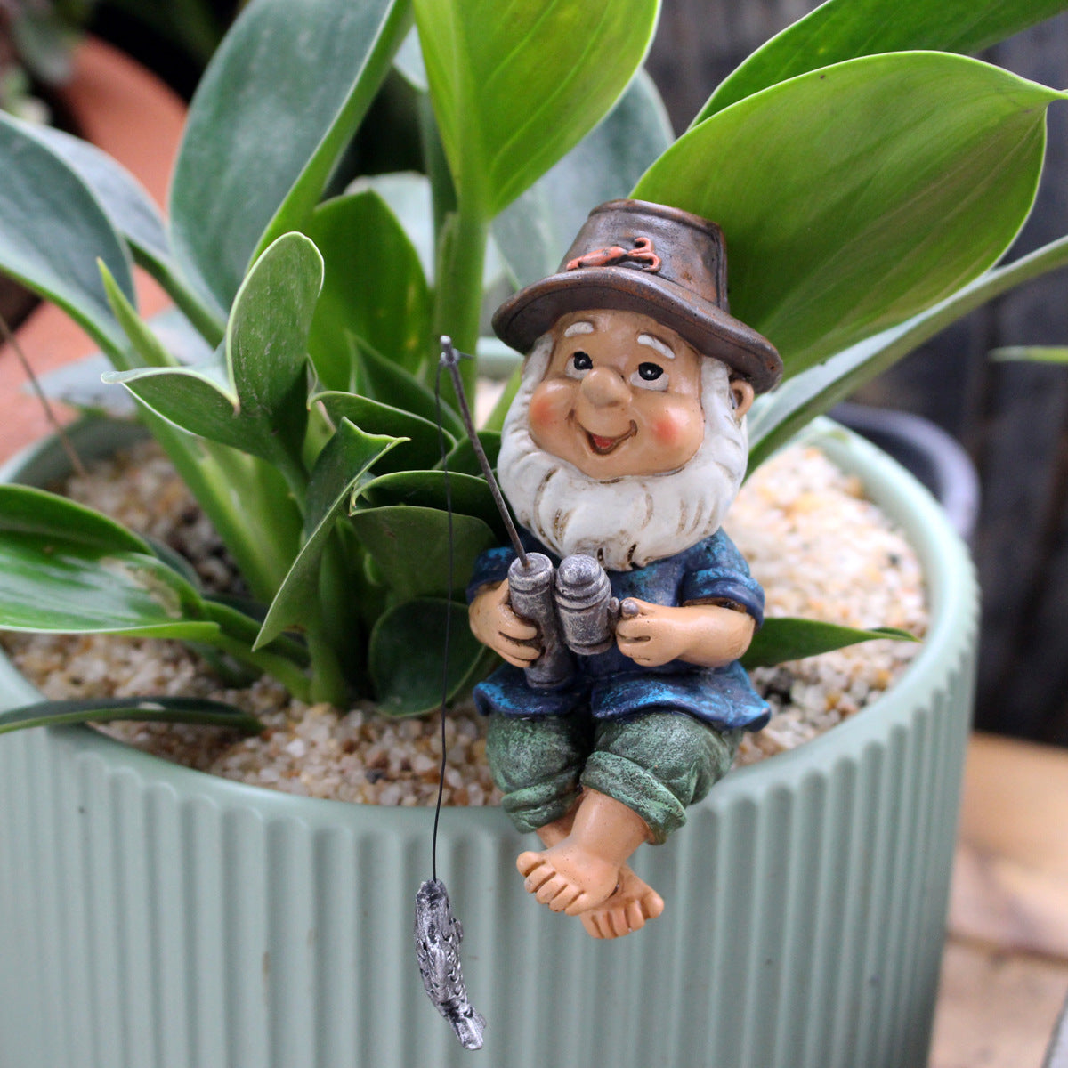 Cross-Border Resin Fishing Dwarf Figurine Garden Rockery Pond Landscape Decoration Accessories Creative Outdoor Courtyard Decor