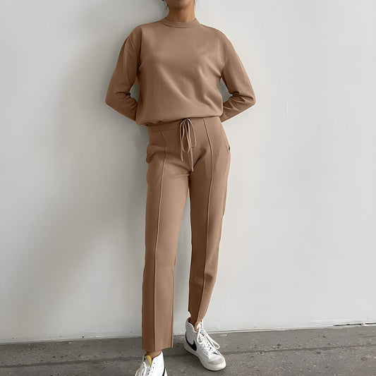 2025Autumn and Winter New ins Women's Loose Round Neck Sweater Set with Carrot Pants European and American Knitted Sets