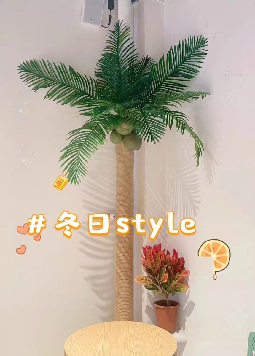 Artificial Coconut Tree Real Green Plant Coconut Fruit Leaves Pipe Decoration Sewer Cover Indoor Beautification Balcony Artificial Landscape