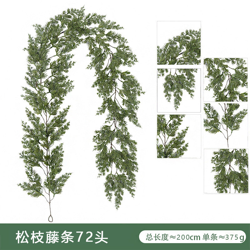 Artificial Pine and Cypress Wreath PE Encrypted Christmas Vine Artificial Christmas Tree Vine Leaves Pine Needles Door Hanging Christmas Decorations
