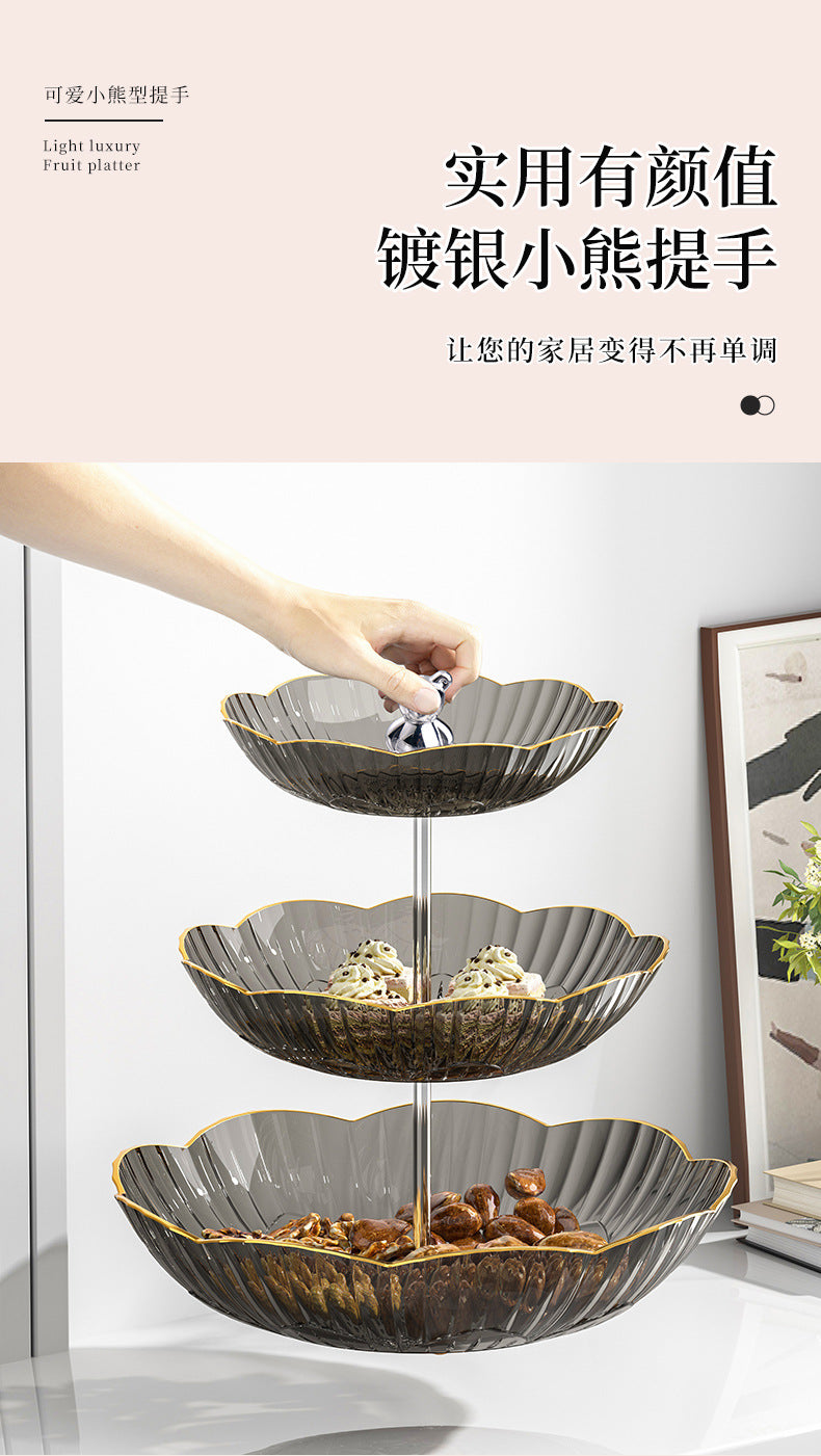 Multi-layer Fruit Plate High-end Luxury Style Home Living Room Snacks Nuts Candy Dried Fruits Fruit Plate Tea Pastry Dessert Plate