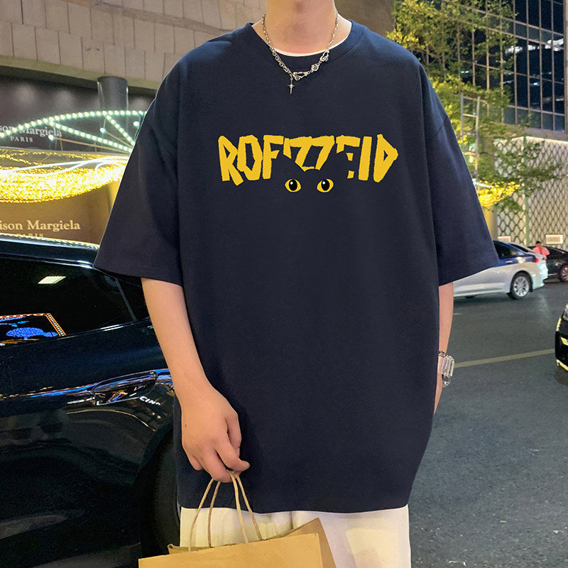 Short Sleeve T Men's Summer New Heavyweight Pure Cotton Crew Neck T-Shirt Large Size Loose Fit Men's Short Sleeve ins Fashion brand top