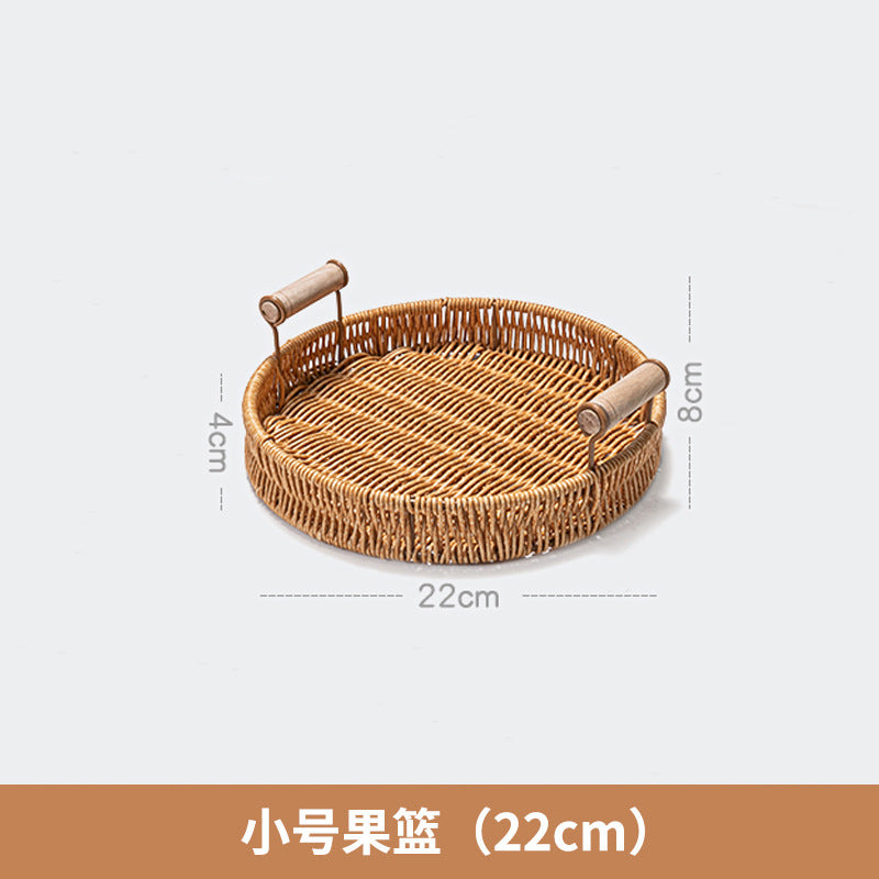 Snack Tray Dessert Tea Snacks Fruit Basket Imitation Rattan Tray Home Living Room Cake Bread Bamboo Basket Dried Fruit Plate