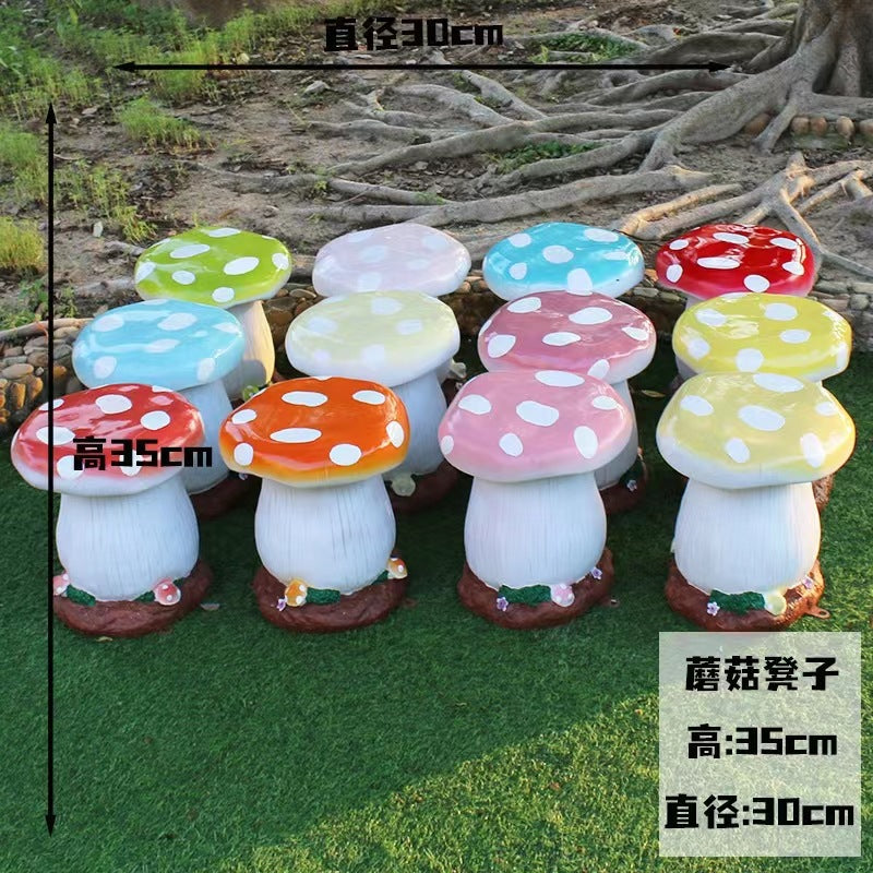 Outdoor fiberglass mushroom table and chair ornament Yard Table Courtyard Garden Kindergarten Garden Landscape Sculpture Ornament