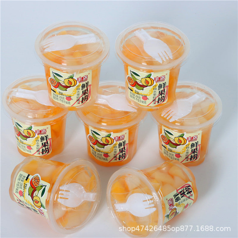 Fengdao Fresh Fruit Mix Orange Yellow Peach Assorted Coconut Jelly Canned Internet Celebrity Fruit Cup Binge-Watching Snack Wholesale
