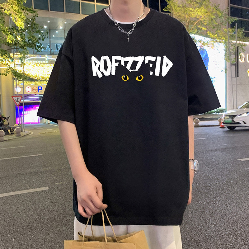Short Sleeve T Men's Summer New Heavyweight Pure Cotton Crew Neck T-Shirt Large Size Loose Fit Men's Short Sleeve ins Fashion brand top