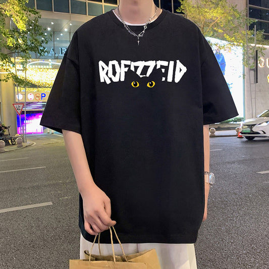 Short Sleeve T Men's Summer New Heavyweight Pure Cotton Crew Neck T-Shirt Large Size Loose Fit Men's Short Sleeve ins Fashion brand top