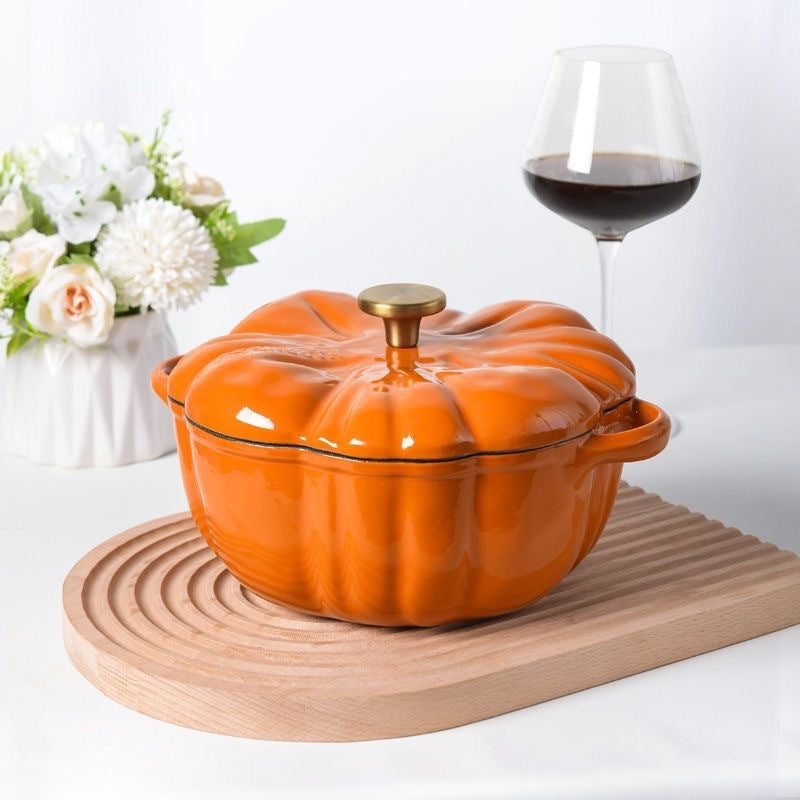 Enamel Pot Pumpkin Shape Enamel Pot Soup Stew Multifunctional Pot Household Enamel Soup Pot Induction Cooker Compatible