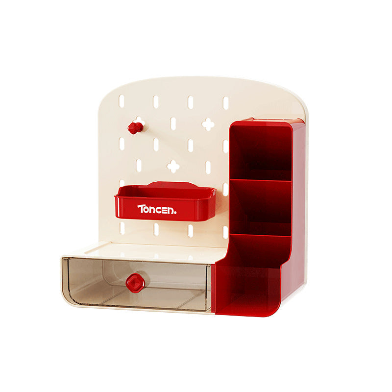Desktop Pegboard Storage Rack Drawer Style Student Desk Stationery Office Workstation Pen Holder Organizer Storage Box