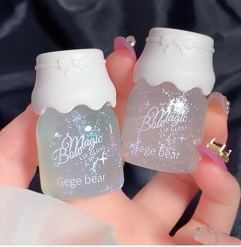 Gege bear Gogo Bear Bowknot Radiant Lip Gloss Hydrating Moisturizing Nourishing Lip Line Reducing Jar Lip Oil