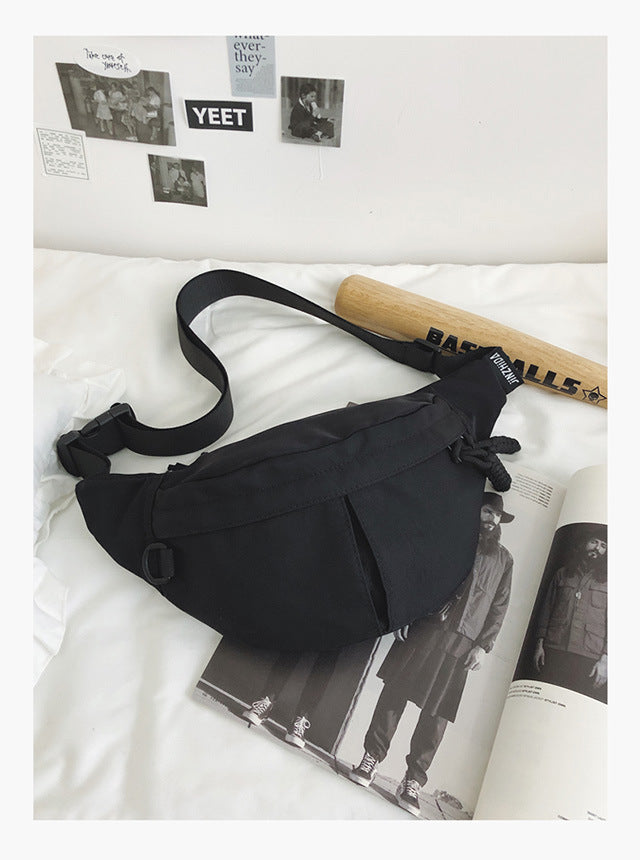 2025Summer New Simple Versatile Large Capacity Canvas Underarm Bag for Outings and Commutes, Niche Design Solid Color Chest Bag