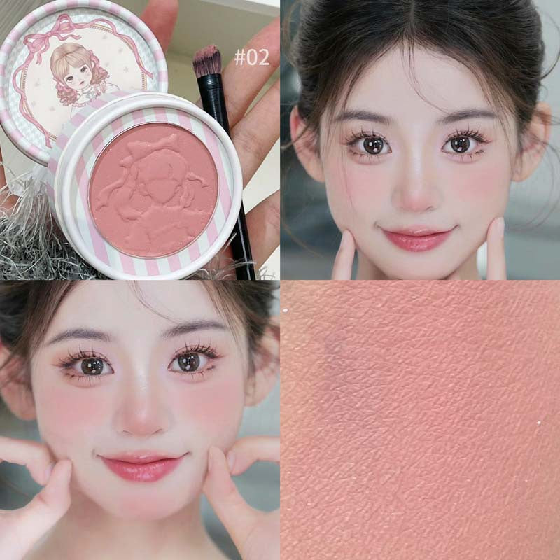 HERORANGE Little Fairy Embossed Blush Colorful Pure Desire Blush Purple Fine Shimmer Matte Contour Atmosphere Rouge595