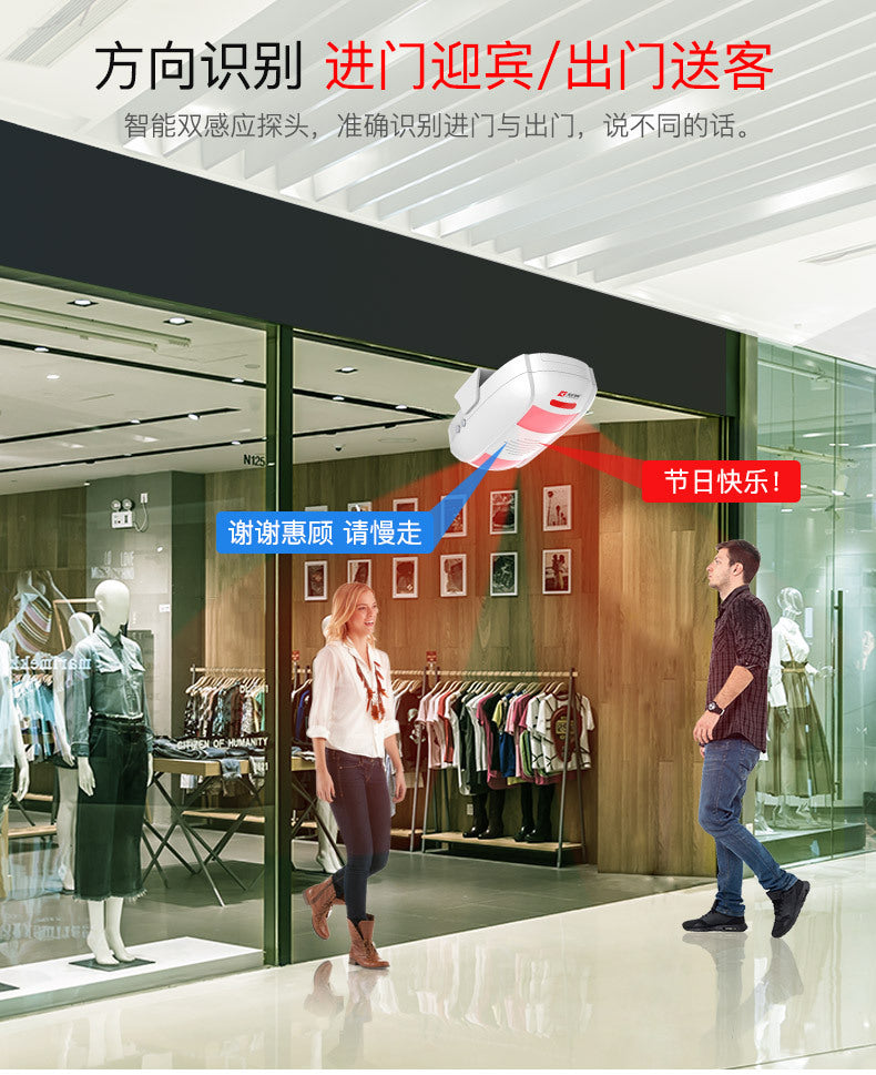 Welcome Dual-Way Greeting Device Entrance Exit Announcement Recordable Store Commercial Infrared Detection Greeting Device