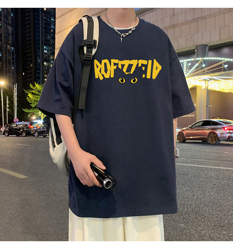 Short Sleeve T Men's Summer New Heavyweight Pure Cotton Crew Neck T-Shirt Large Size Loose Fit Men's Short Sleeve ins Fashion brand top