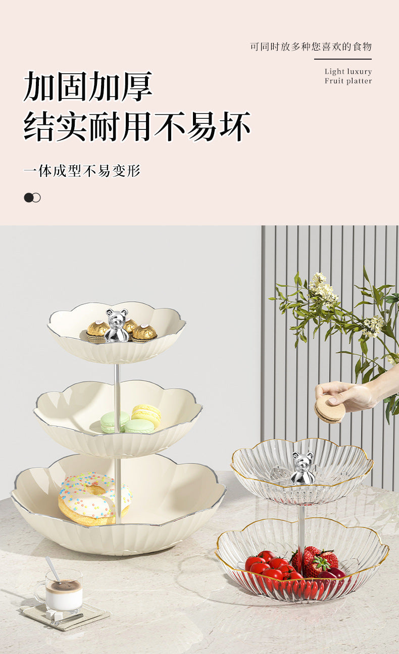 Multi-layer Fruit Plate High-end Luxury Style Home Living Room Snacks Nuts Candy Dried Fruits Fruit Plate Tea Pastry Dessert Plate
