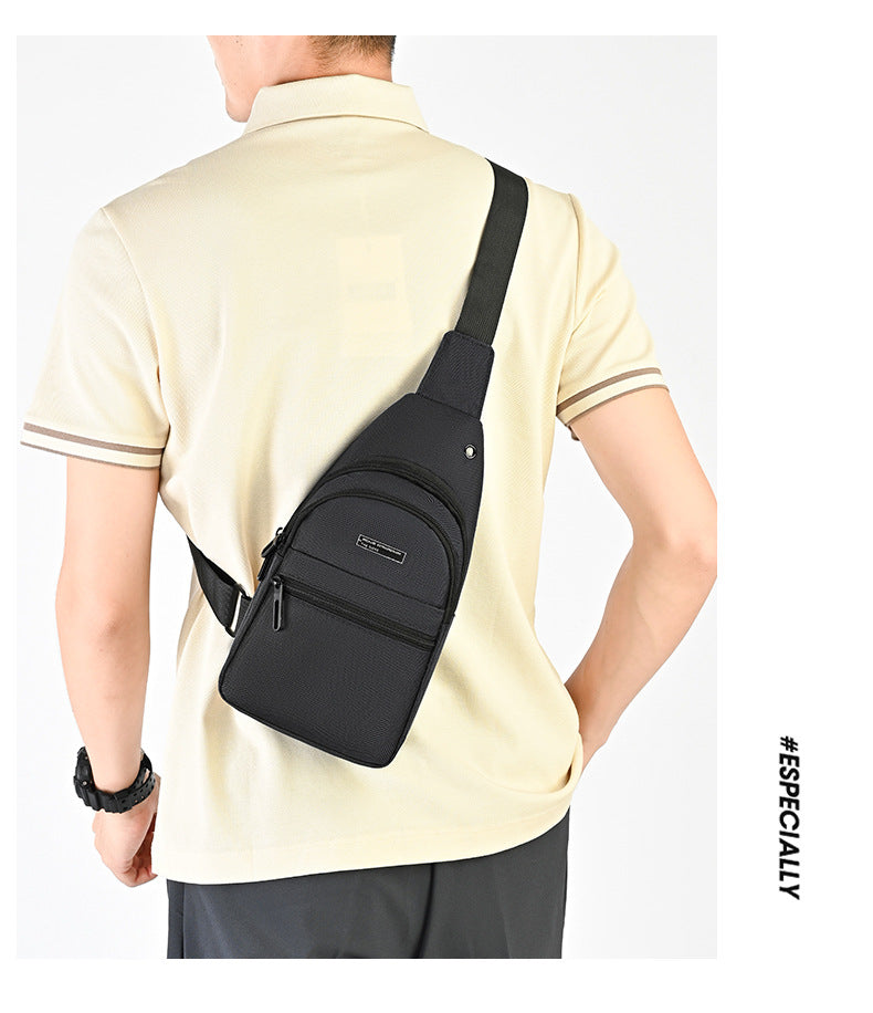 Silk Chest Bag Autumn New Large Capacity Casual Men's Bag Lightweight Simple Water-Resistant Oxford Cloth Crossbody Backpack