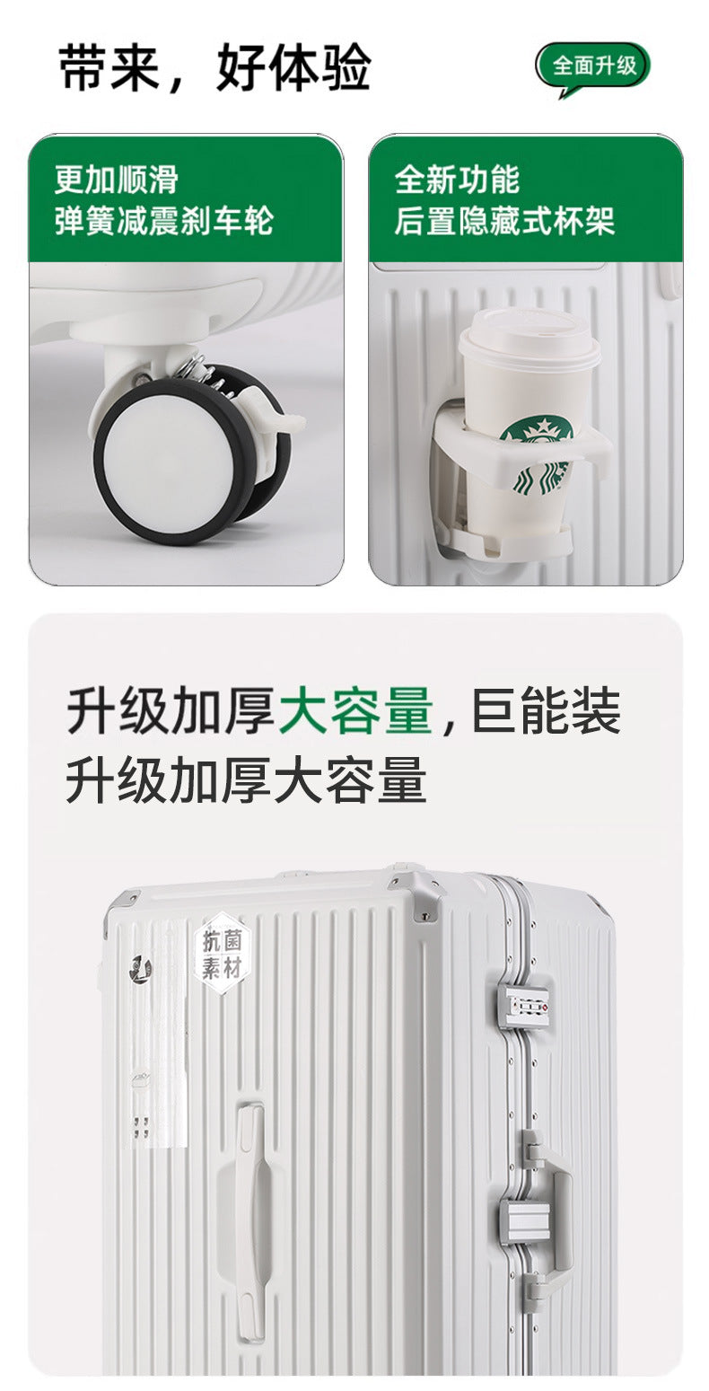 Aluminum Frame Thickened Suitcase for Women with Extra Large Capacity28Travel Abroad Password Lock Suitcase24Inch Trolley Case26Male