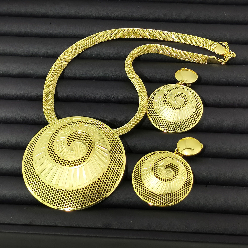 Various Dubai Sets for Women24K Gold Color Big Flower Pendant Necklace and Earrings Wedding Party African Set