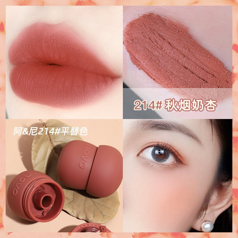 NOVO Little Mushroom Milk Jar Lip Mud Lip Jelly Velvet Matte Waterproof Lipstick Not Easy To Fade Non-stick Cup Lipstick Makeup